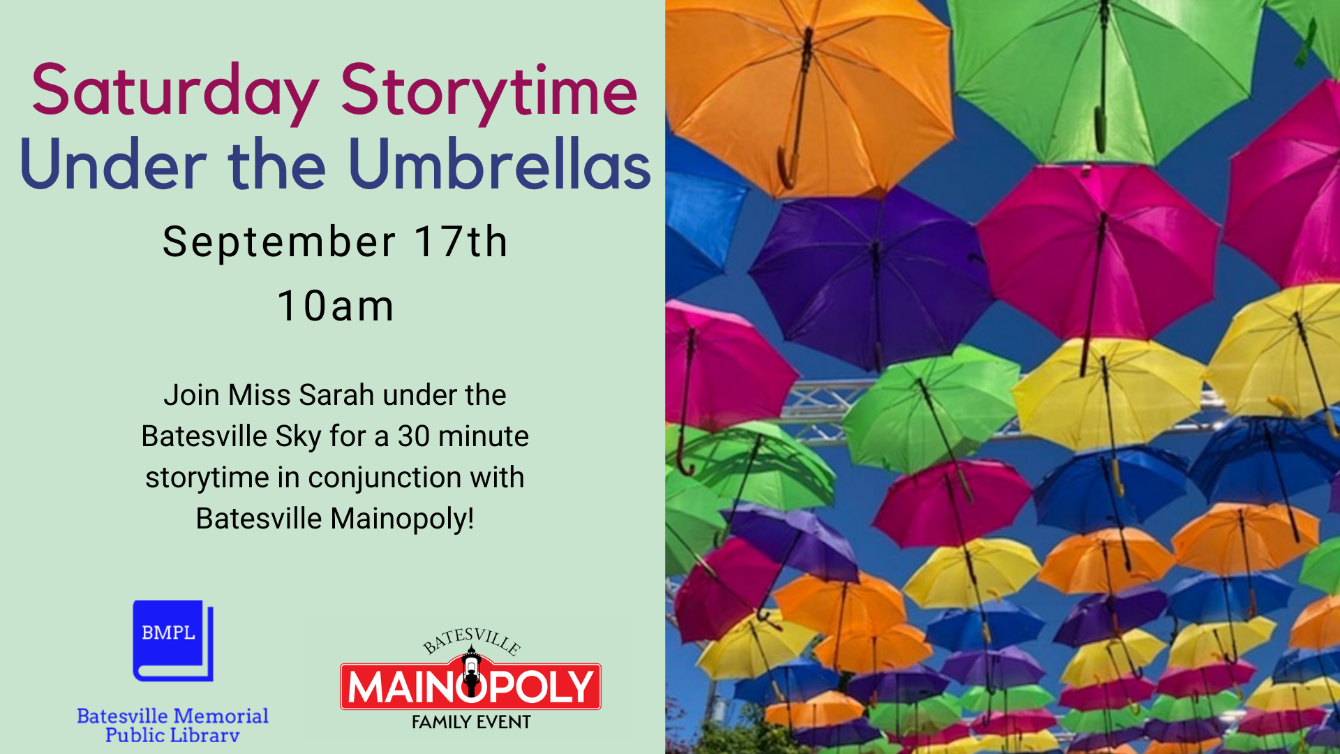 SaturdayStorytimeUmbrellas_TV Batesville Memorial Public Library